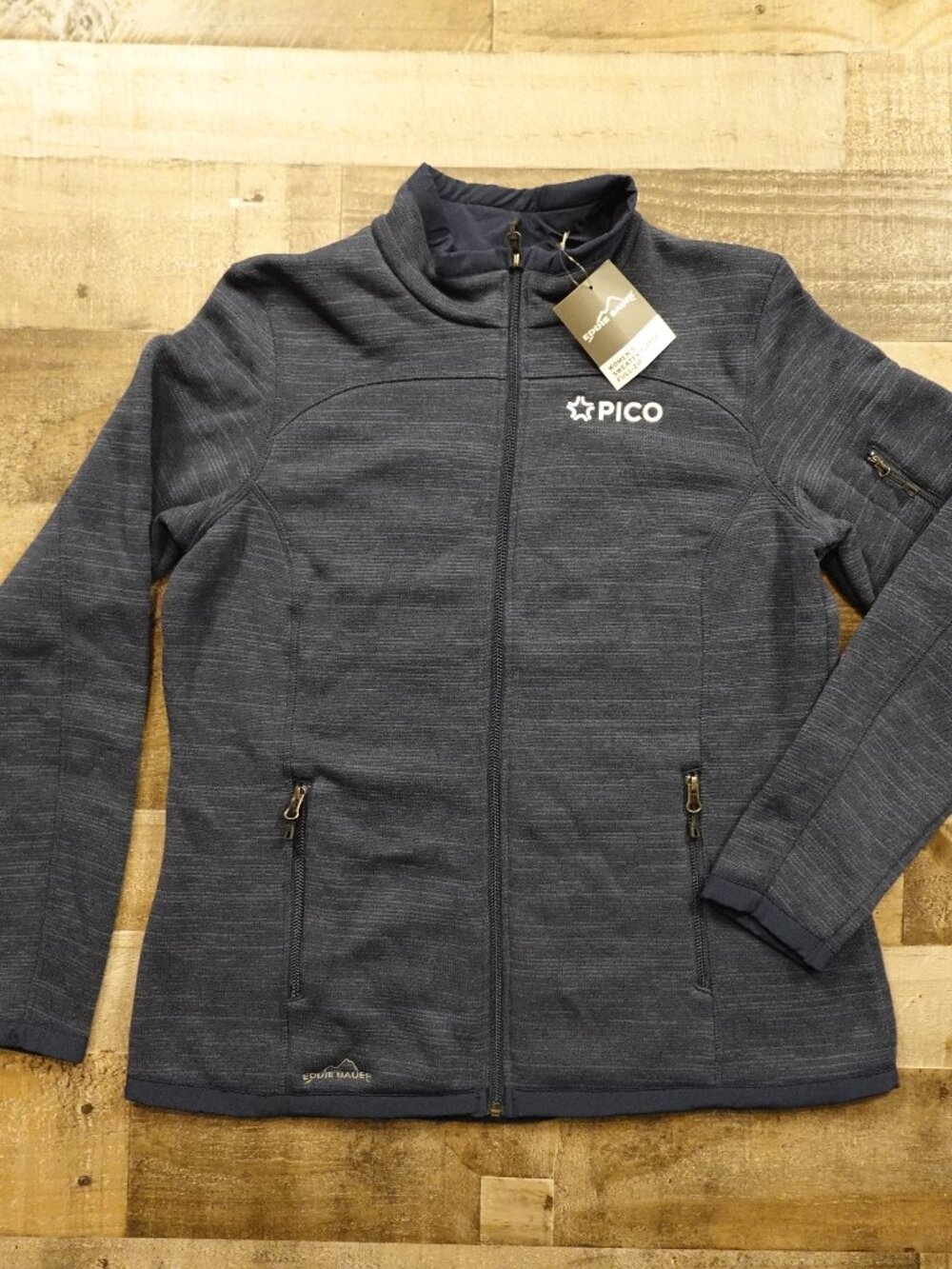 Eddie Bauer Sweater Fleece Full Zip Jacket Women’s XL Navy PICO Embroidered NWT